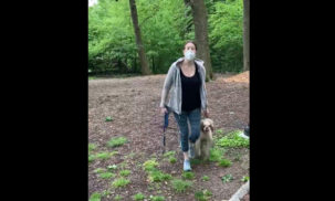 Screenshot of video of Amy Cooper posted on twitter by @melodyMcooper.