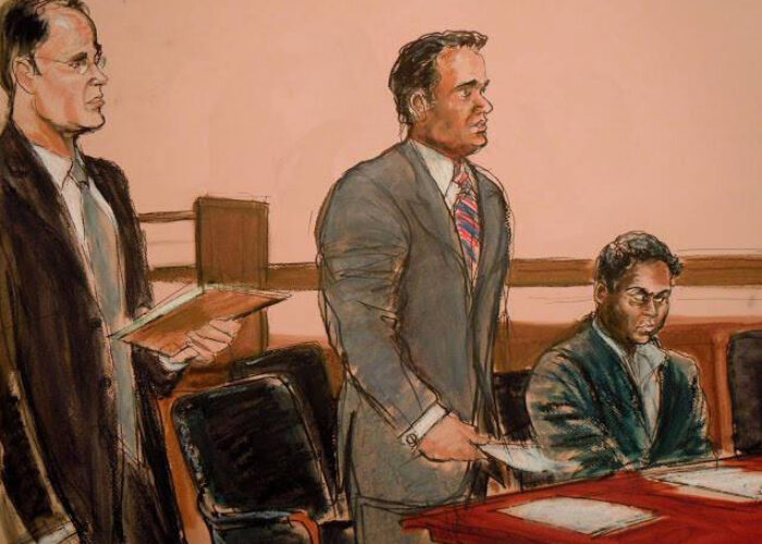 Sketch of NYC Federal Criminal Lawyer, Vinoo Varghese, in court
